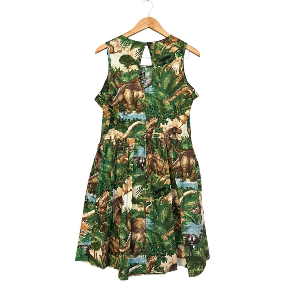 NWT Retrolicious Dinosaurs Jungle Print Retro Fit Flare Dress Pockets Size XL - Picture 3 of 11